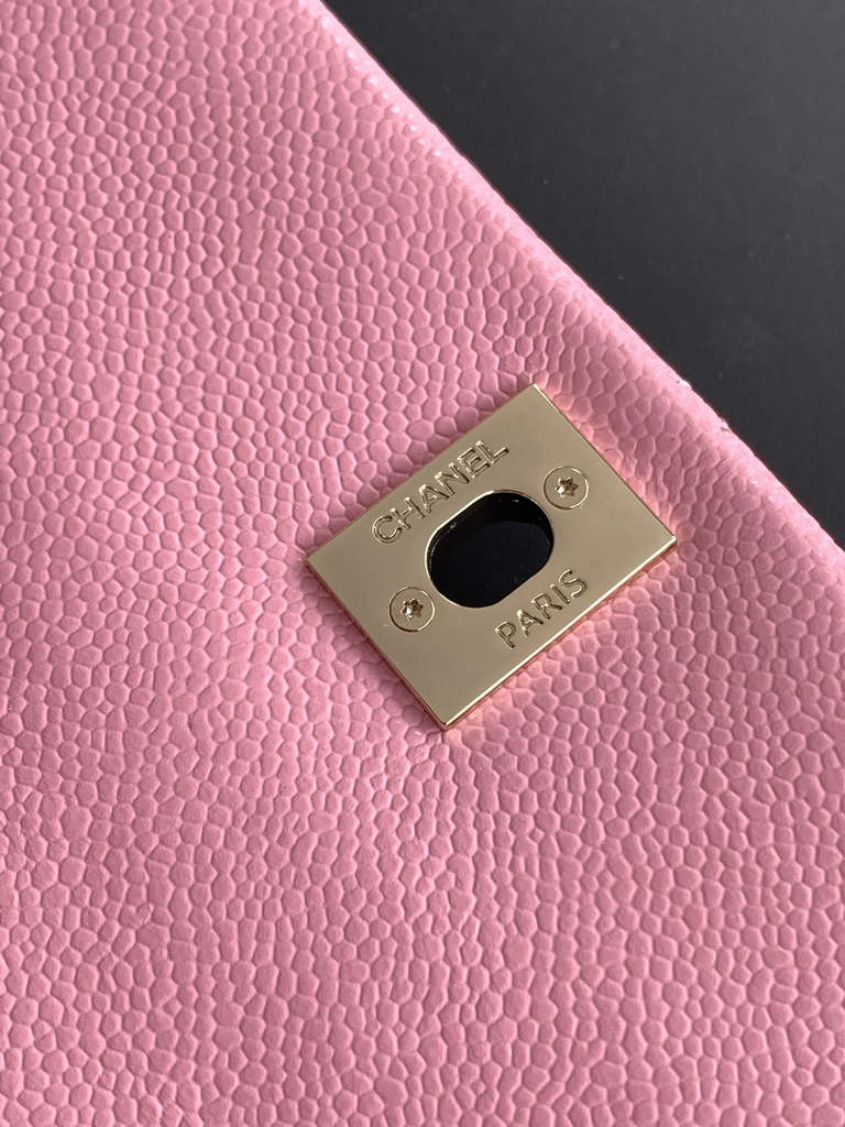 Chanel AS3860 backpack Grained shiny calfskin gold pink