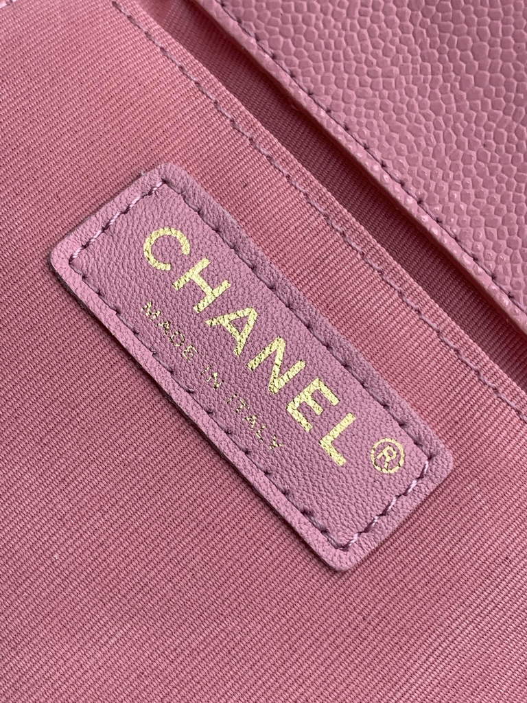 Chanel AS3860 backpack Grained shiny calfskin gold pink