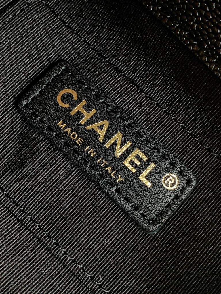 Chanel AS3860 backpack Grained shiny calfskin gold Black