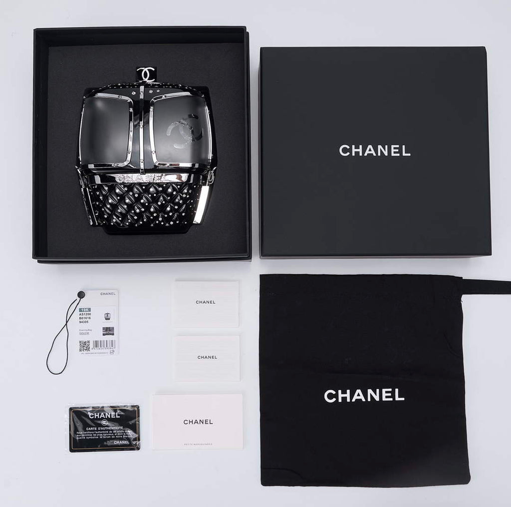 Chanel Black And Silver Strass, Lucite AS1200 Enamel Evening Bag - Default Title - View 7