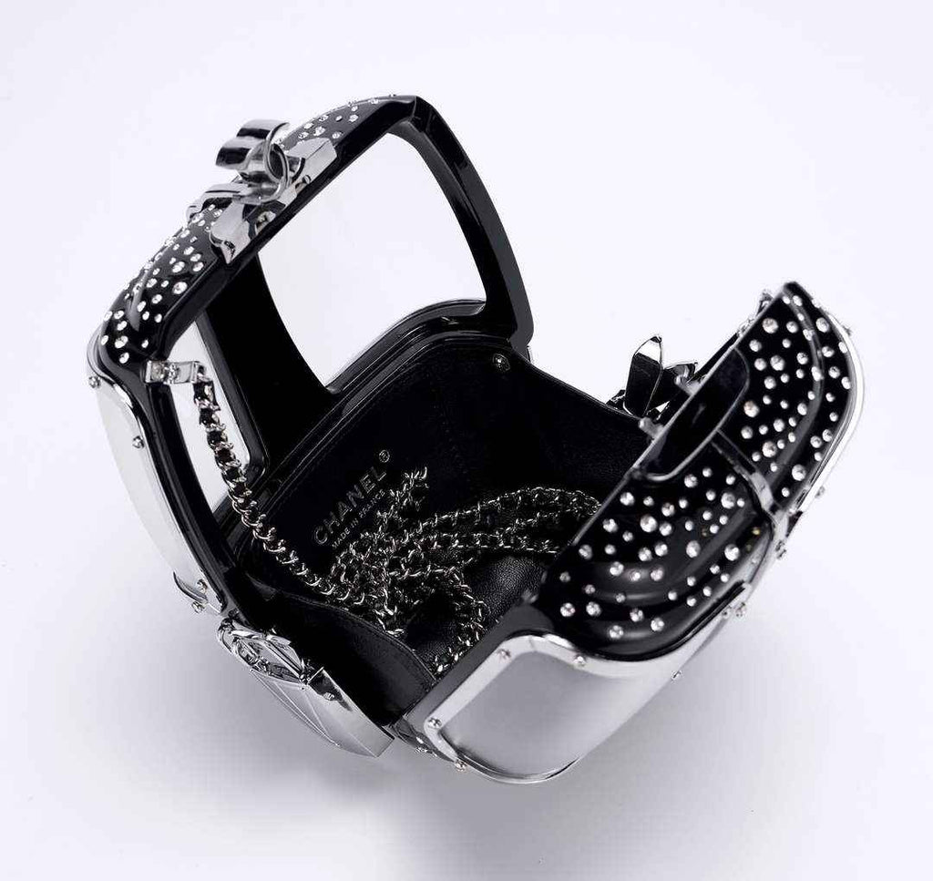 Chanel Black And Silver Strass, Lucite AS1200 Enamel Evening Bag - Default Title - View 3