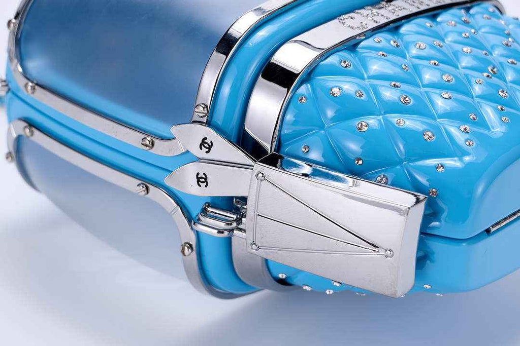 Chanel Blue And Silver Strass, Lucite AS1200 Enamel Evening Bag - Default Title - View 4