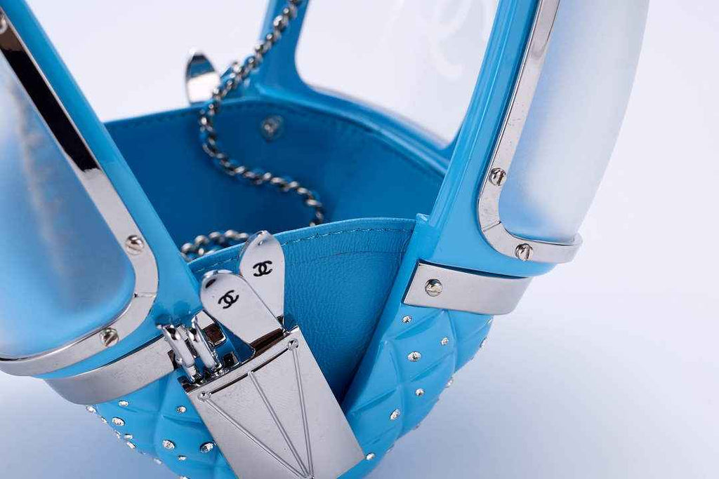 Chanel Blue And Silver Strass, Lucite AS1200 Enamel Evening Bag - Default Title - View 5