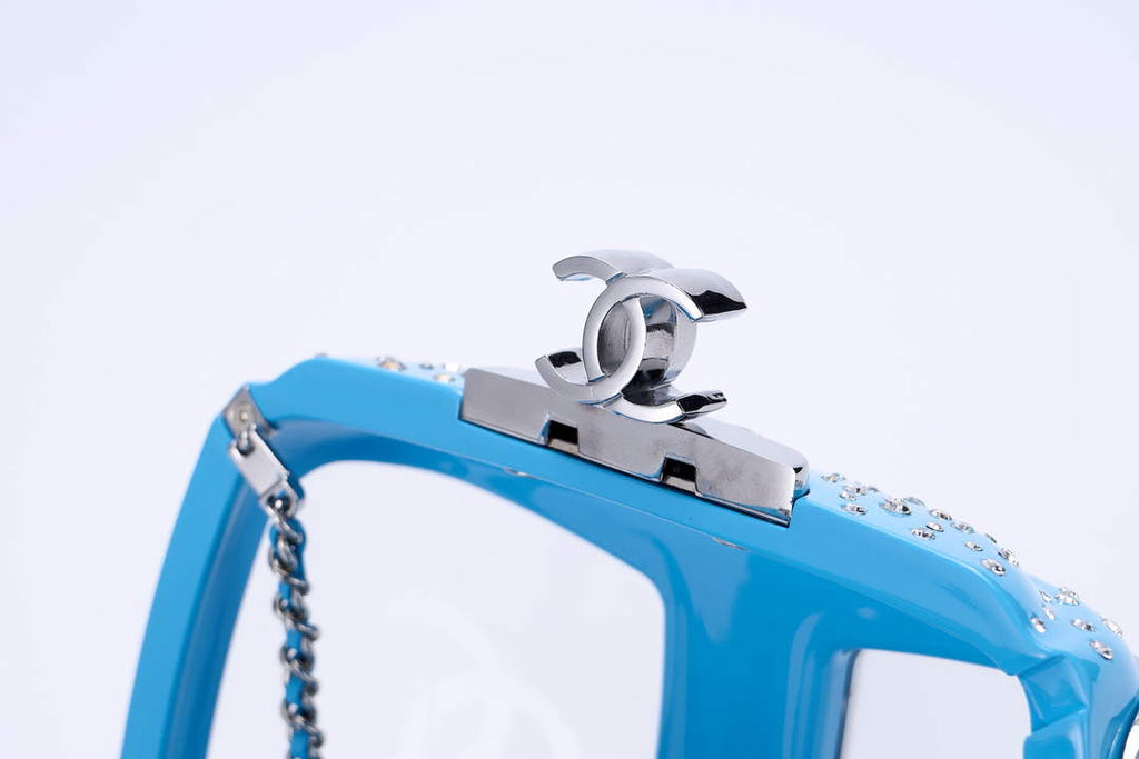 Chanel Blue And Silver Strass, Lucite AS1200 Enamel Evening Bag - Default Title - View 8