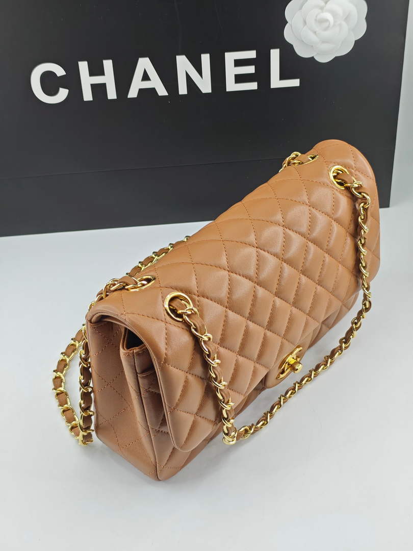 Chanel Classic Handbag, A01112 Brown Lambskin Gold - Default Title - View 4