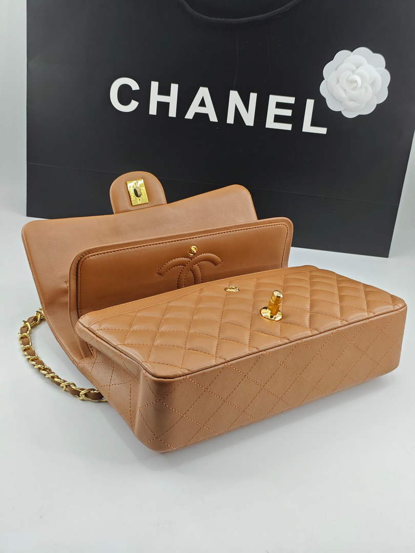 Chanel Classic Handbag, A01112 Brown Lambskin Gold - Default Title - View 6