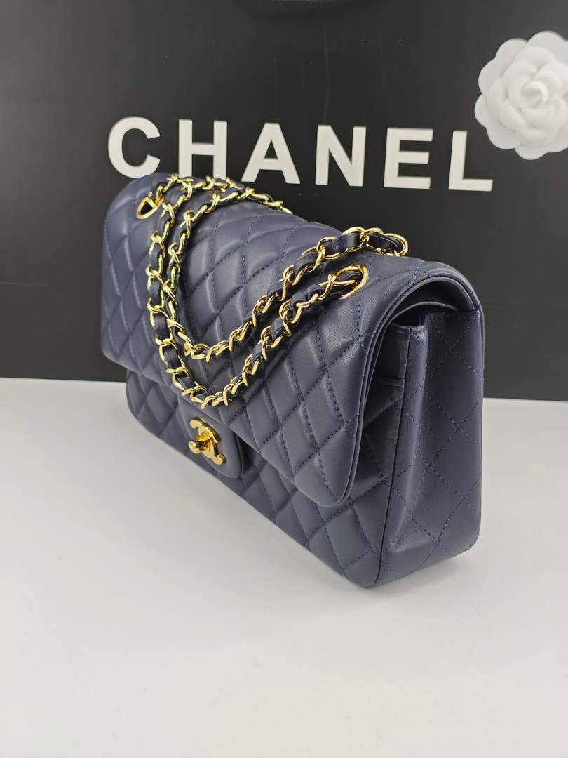Chanel Classic Handbag, A01112 Navy Blue Lambskin Gold - Default Title - View 2