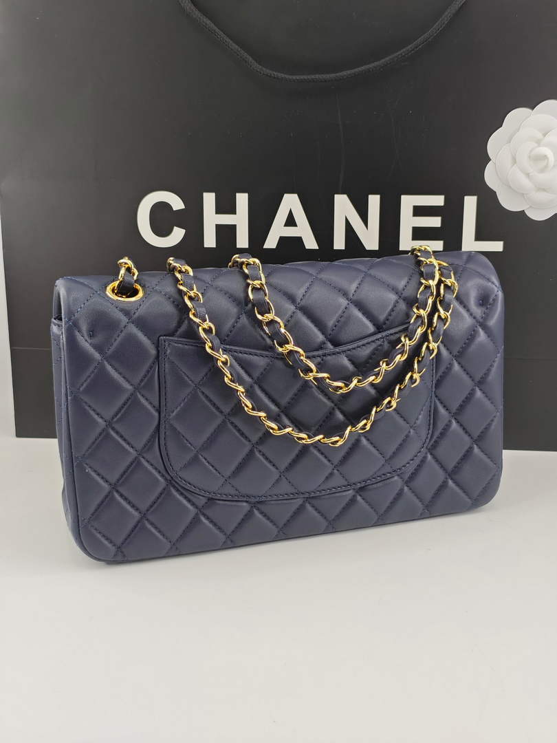 Chanel Classic Handbag, A01112 Navy Blue Lambskin Gold - Default Title - View 3