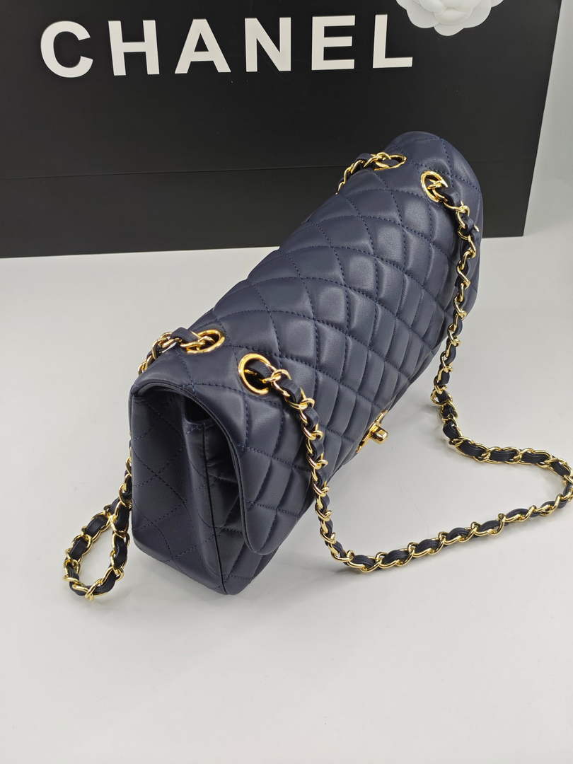 Chanel Classic Handbag, A01112 Navy Blue Lambskin Gold - Default Title - View 6
