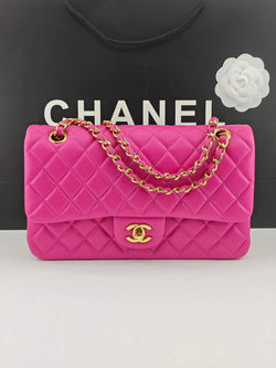 Chanel Classic Handbag, A01112 Plum Lambskin Gold - Default Title - View 1