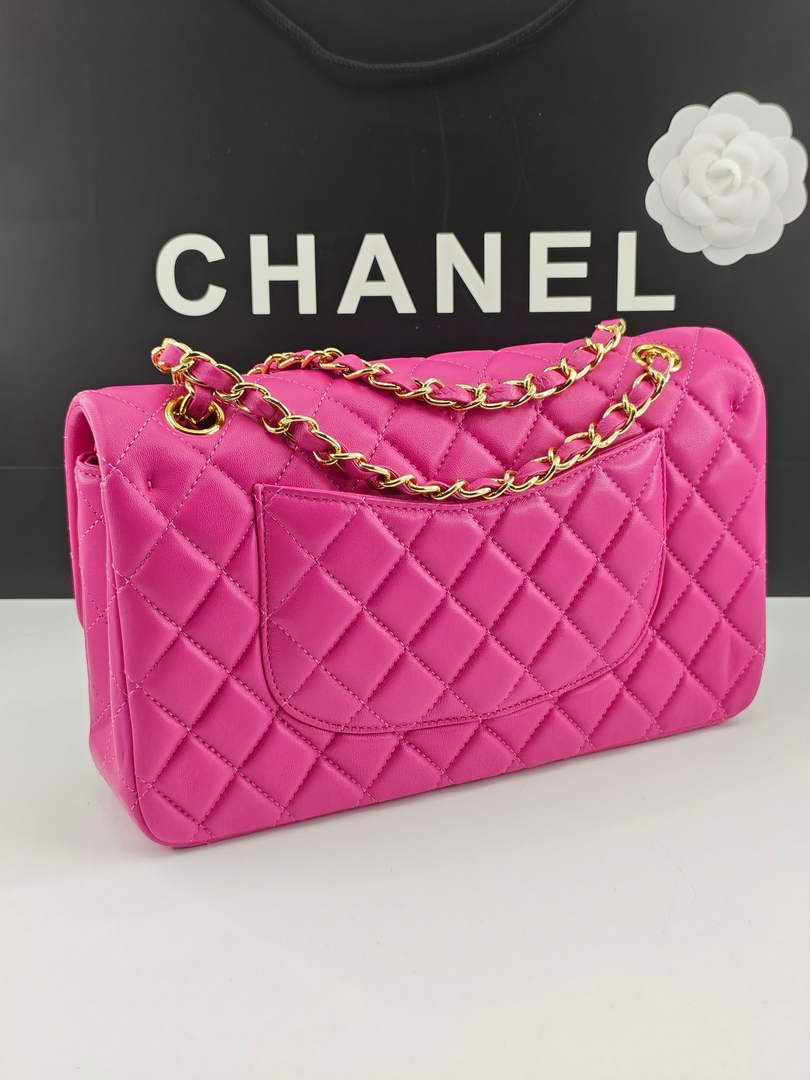 Chanel Classic Handbag, A01112 Plum Lambskin Gold - Default Title - View 3