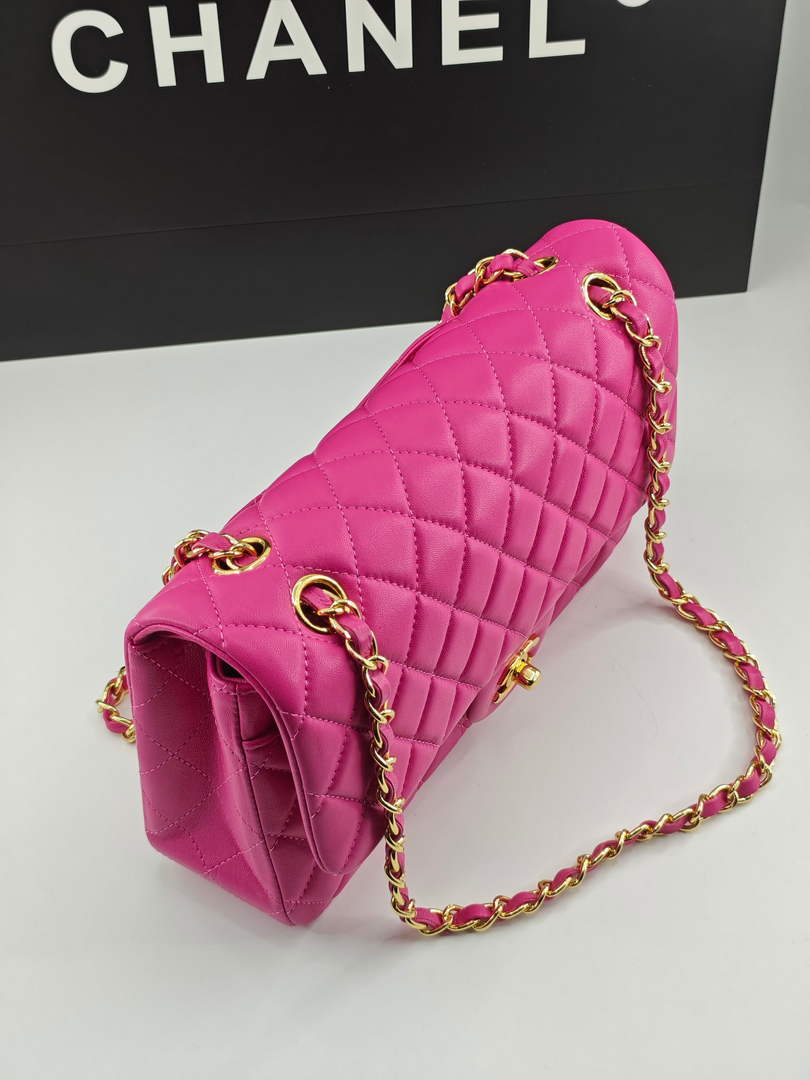 Chanel Classic Handbag, A01112 Plum Lambskin Gold - Default Title - View 5