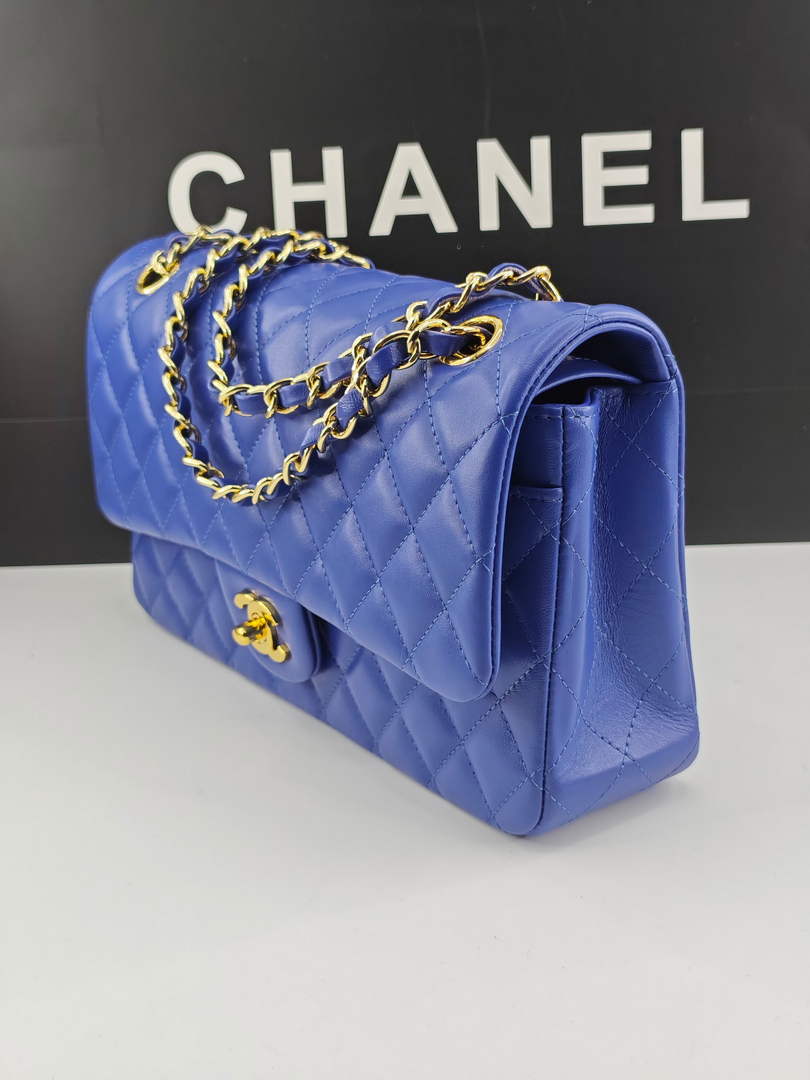 Chanel Classic Handbag, A01112 Dark Blue Lambskin Gold - Default Title - View 2