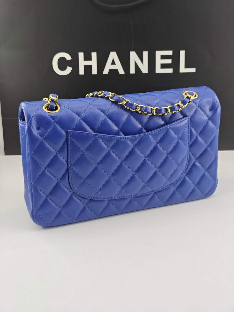 Chanel Classic Handbag, A01112 Dark Blue Lambskin Gold - Default Title - View 3