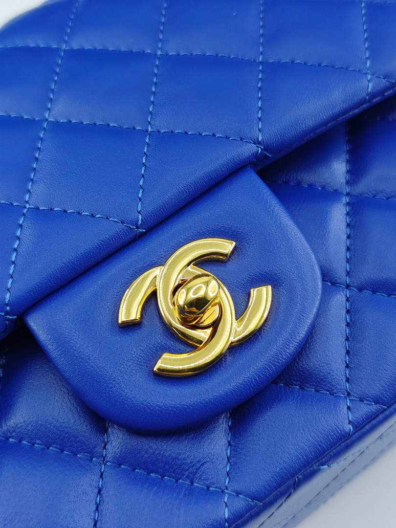 Chanel Classic Handbag, A01112 Dark Blue Lambskin Gold - Default Title - View 4