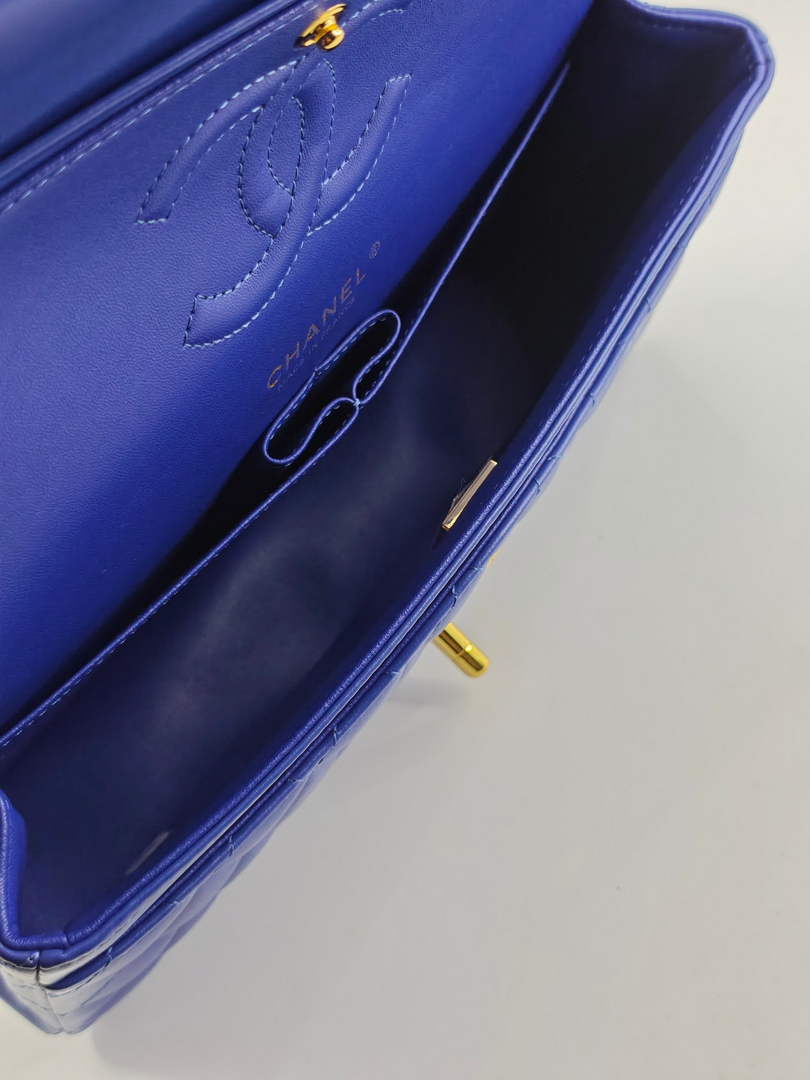 Chanel Classic Handbag, A01112 Dark Blue Lambskin Gold - Default Title - View 9