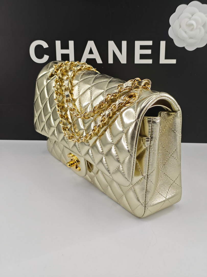 Chanel Classic Handbag, A01112 Gold Lambskin Gold - Default Title - View 2
