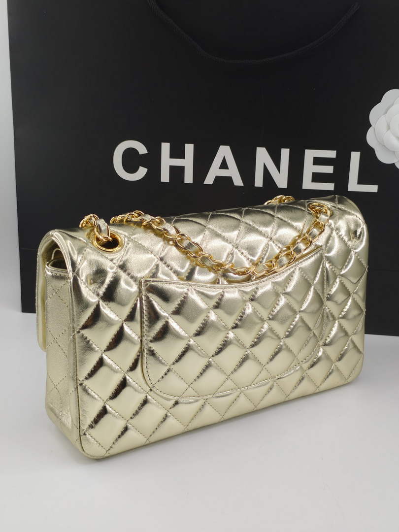 Chanel Classic Handbag, A01112 Gold Lambskin Gold - Default Title - View 3