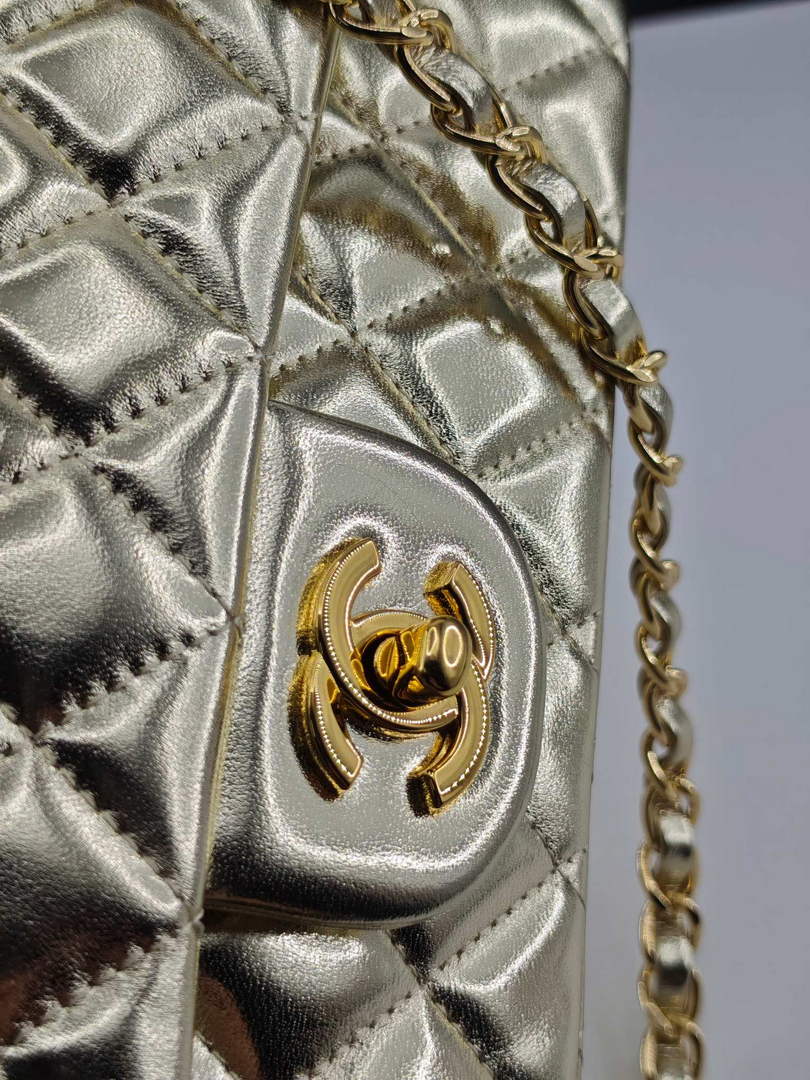 Chanel Classic Handbag, A01112 Gold Lambskin Gold - Default Title - View 4