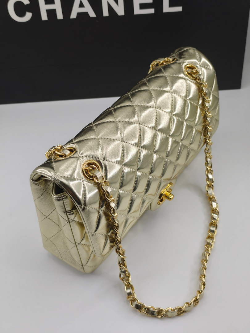 Chanel Classic Handbag, A01112 Gold Lambskin Gold - Default Title - View 5