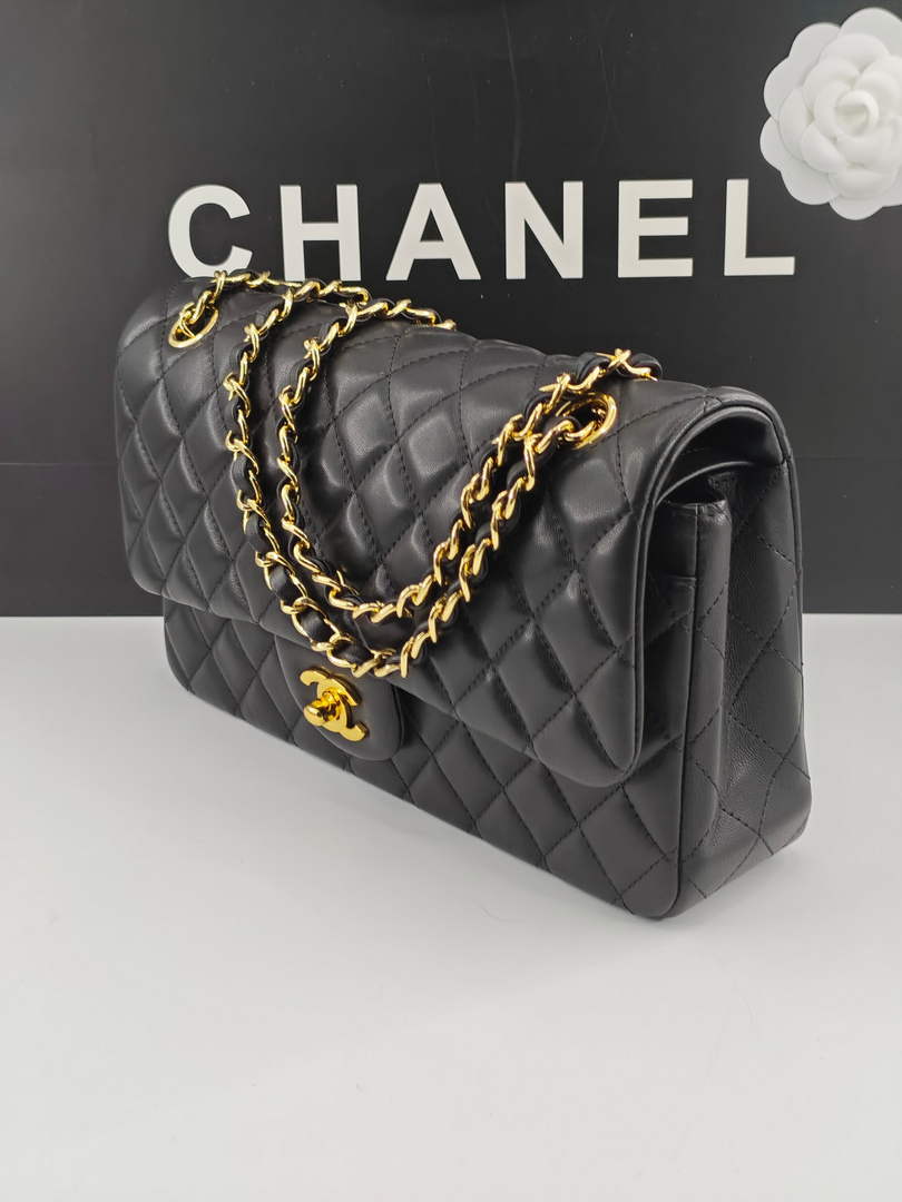 Chanel Classic Handbag, A01112 Black Lambskin Gold - Default Title - View 2