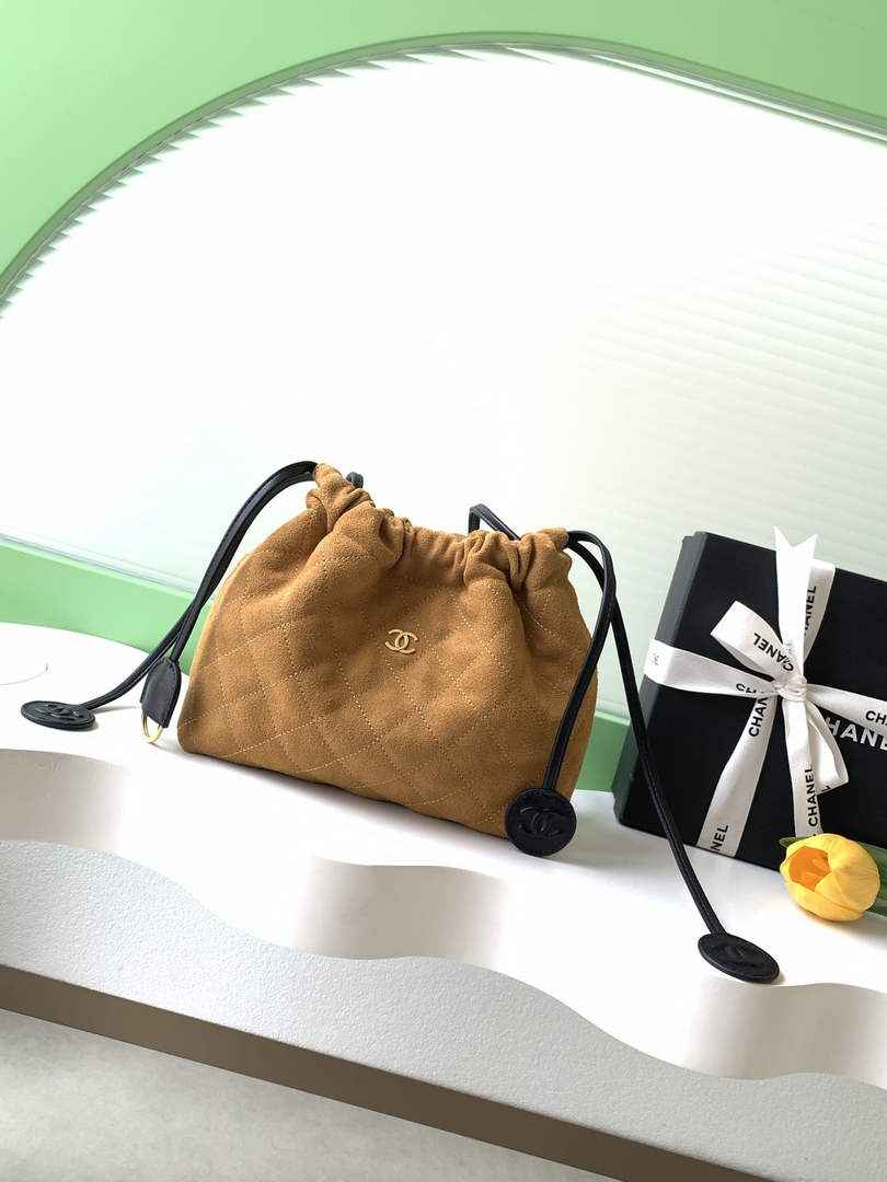 Chanel Clutch with leather strap, AP5227 Suede Calfskin tan - Default Title - View 1