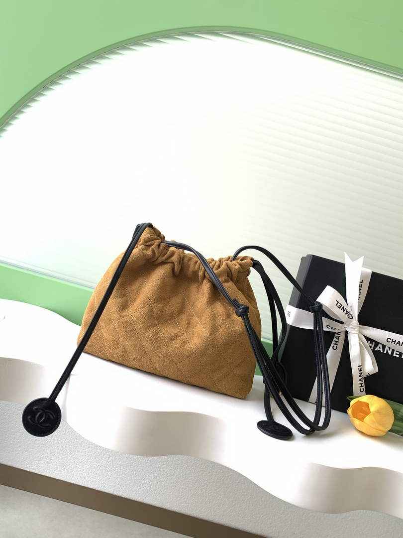 Chanel Clutch with leather strap, AP5227 Suede Calfskin tan - Default Title - View 3