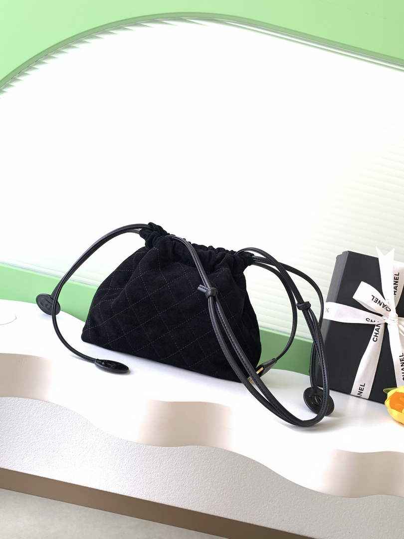 Chanel Clutch with leather strap, AP5227 Suede Calfskin black - Default Title - View 3