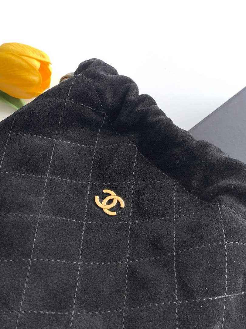 Chanel Clutch with leather strap, AP5227 Suede Calfskin black - Default Title - View 5