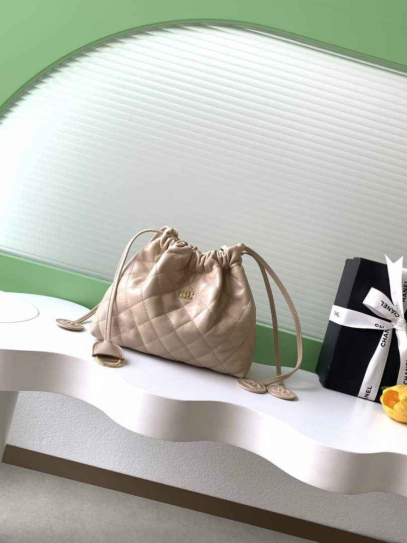 Chanel Clutch with leather strap, AP5228 Lambskin dark beige - Default Title - View 1