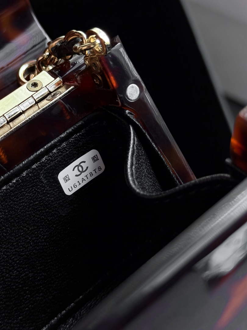 Chanel Mini evening bag, Plexi & gold-tone metal, AS6020 brown & black - Default Title - View 9