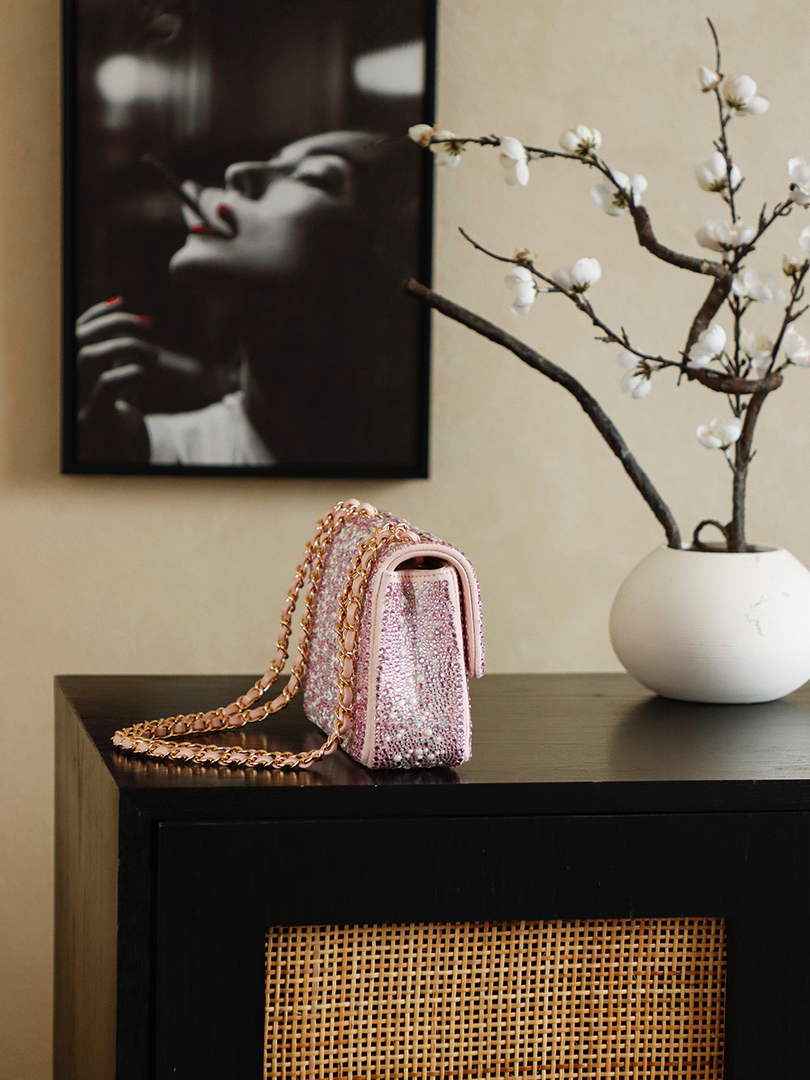Chanel Evening bag, Strass imitation pearls, AS4297 dark pink - Default Title - View 3
