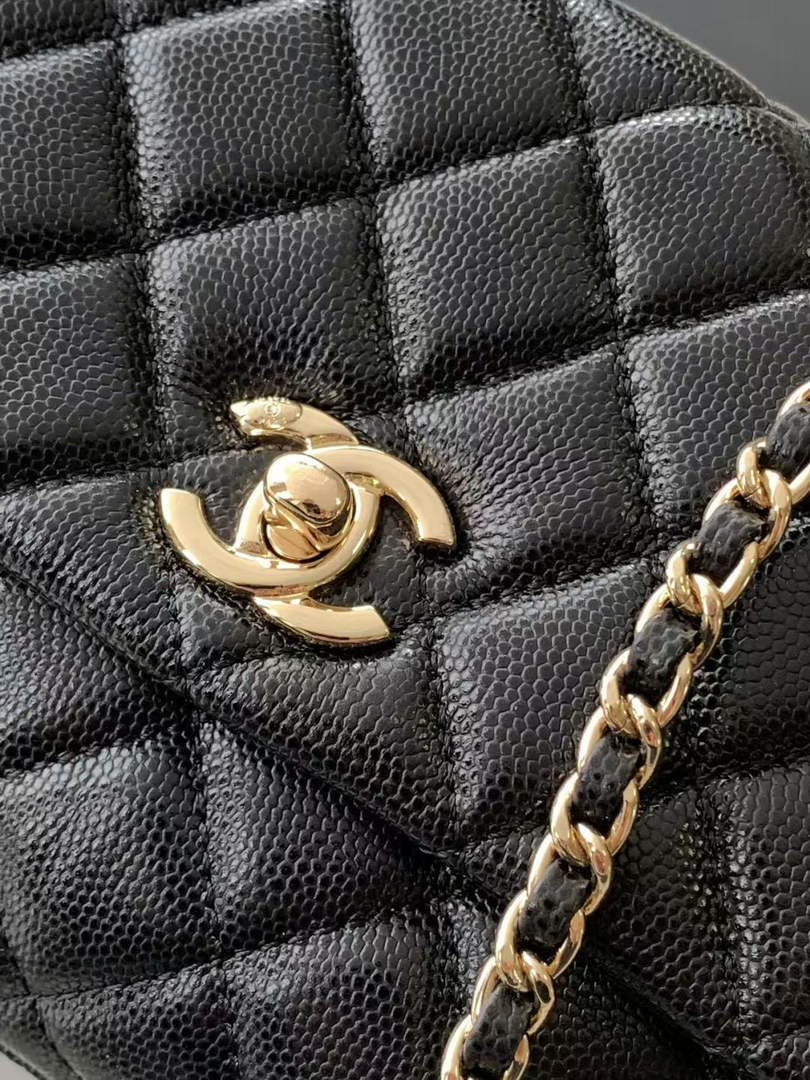 Chanel Flap bag with top handle A92990, Black Red calfskin & Gold