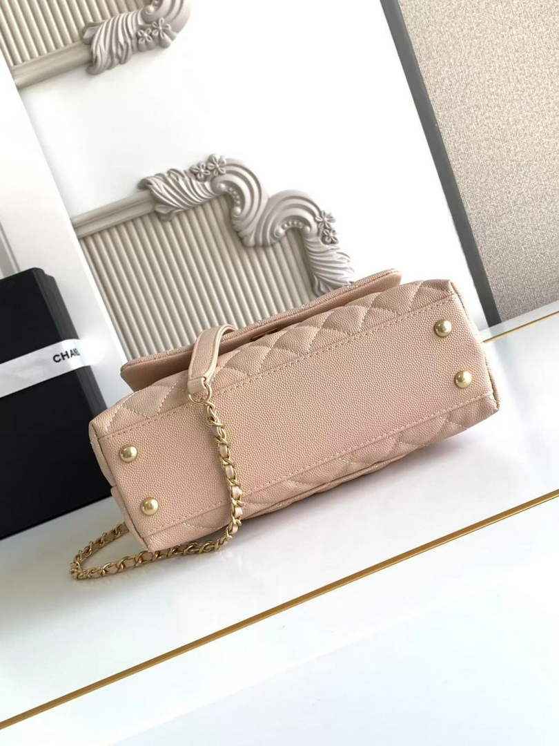 Chanel Flap bag with top handle A92990, Apricot Red calfskin