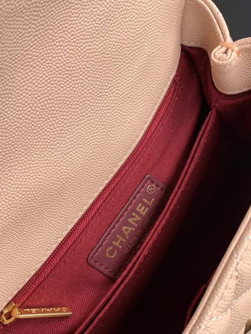 Chanel Flap bag with top handle A92990, Apricot Red calfskin