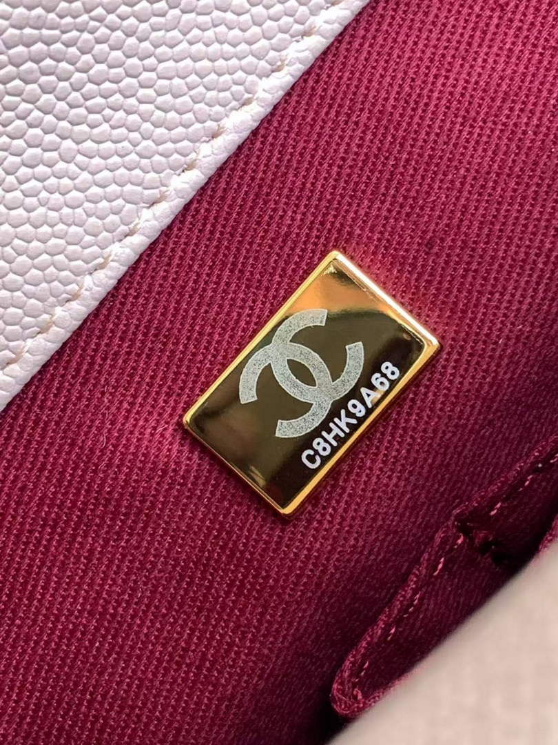 Chanel Flap bag with top handle A92990, Apricot Red calfskin