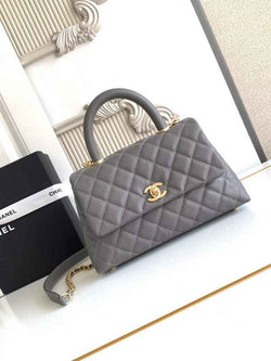 Chanel Flap bag with top handle A92990, Dark Gray calfskin