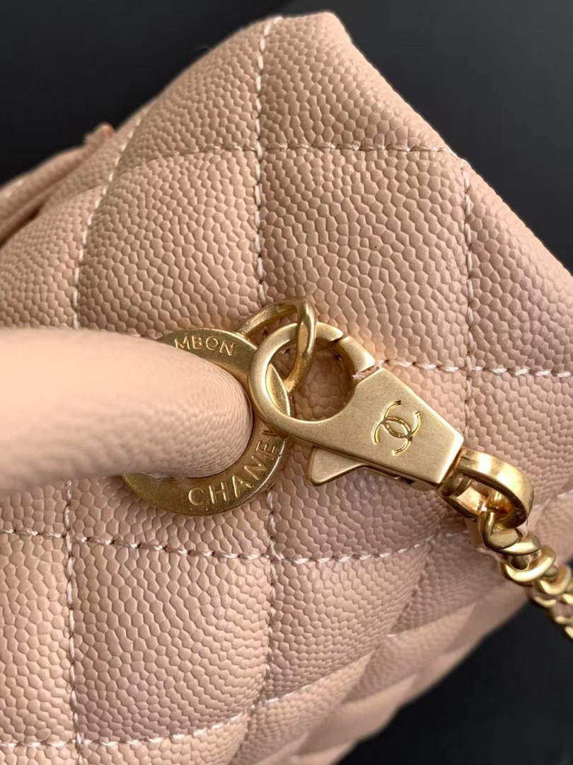 Chanel Flap bag with top handle A92990, Apricot calfskin