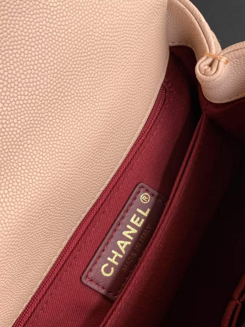 Chanel Flap bag with top handle A92990, Apricot calfskin