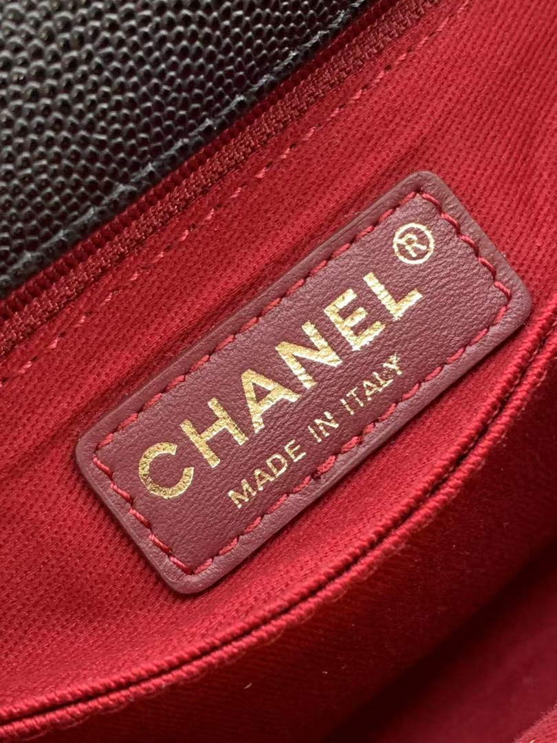 Chanel Flap bag with top handle A92990, Black Red calfskin & Gold