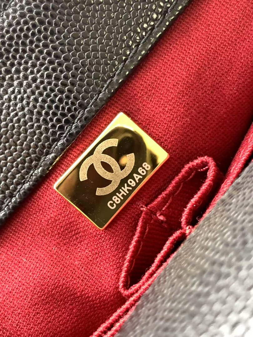 Chanel Flap bag with top handle A92990, Black Red calfskin & Gold