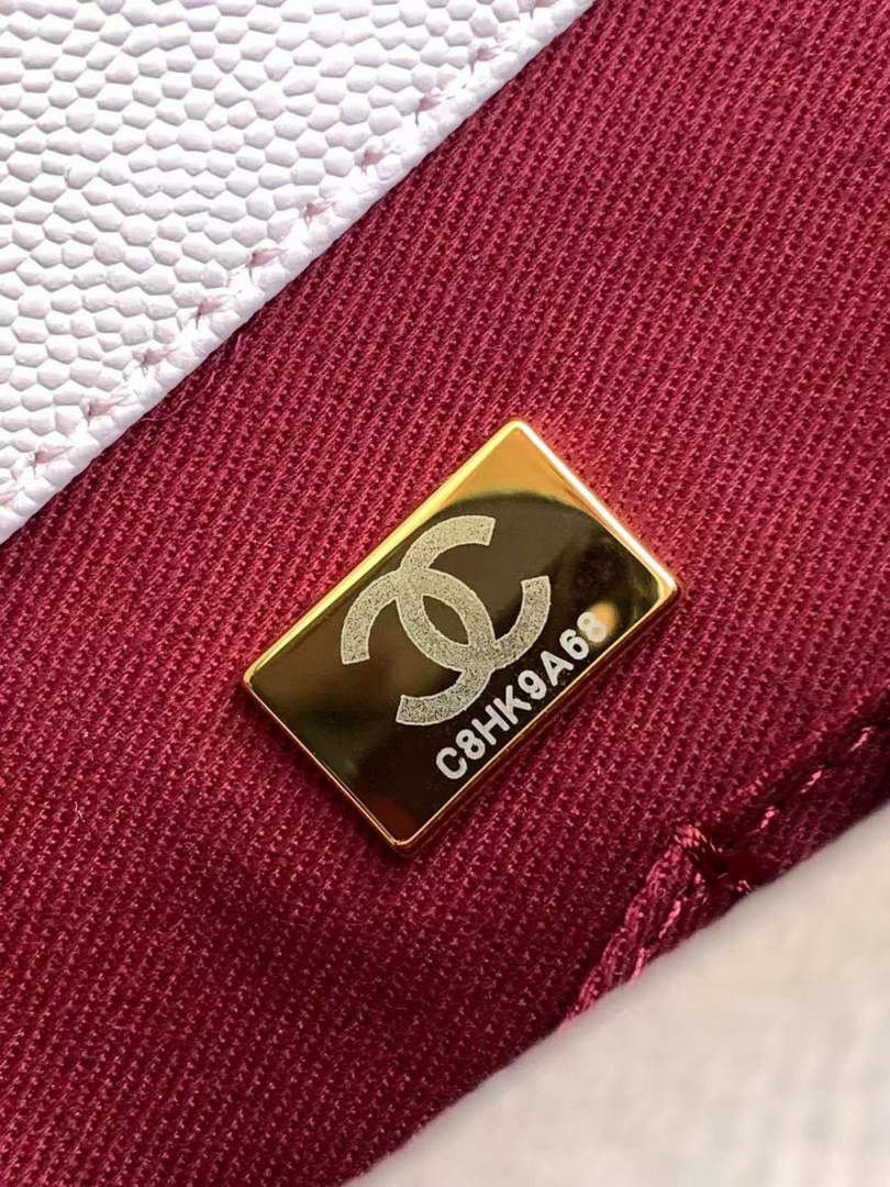 Chanel Flap bag with top handle A92990, Pink Red calfskin