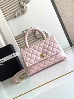 Chanel Flap bag with top handle A92990, Pink calfskin