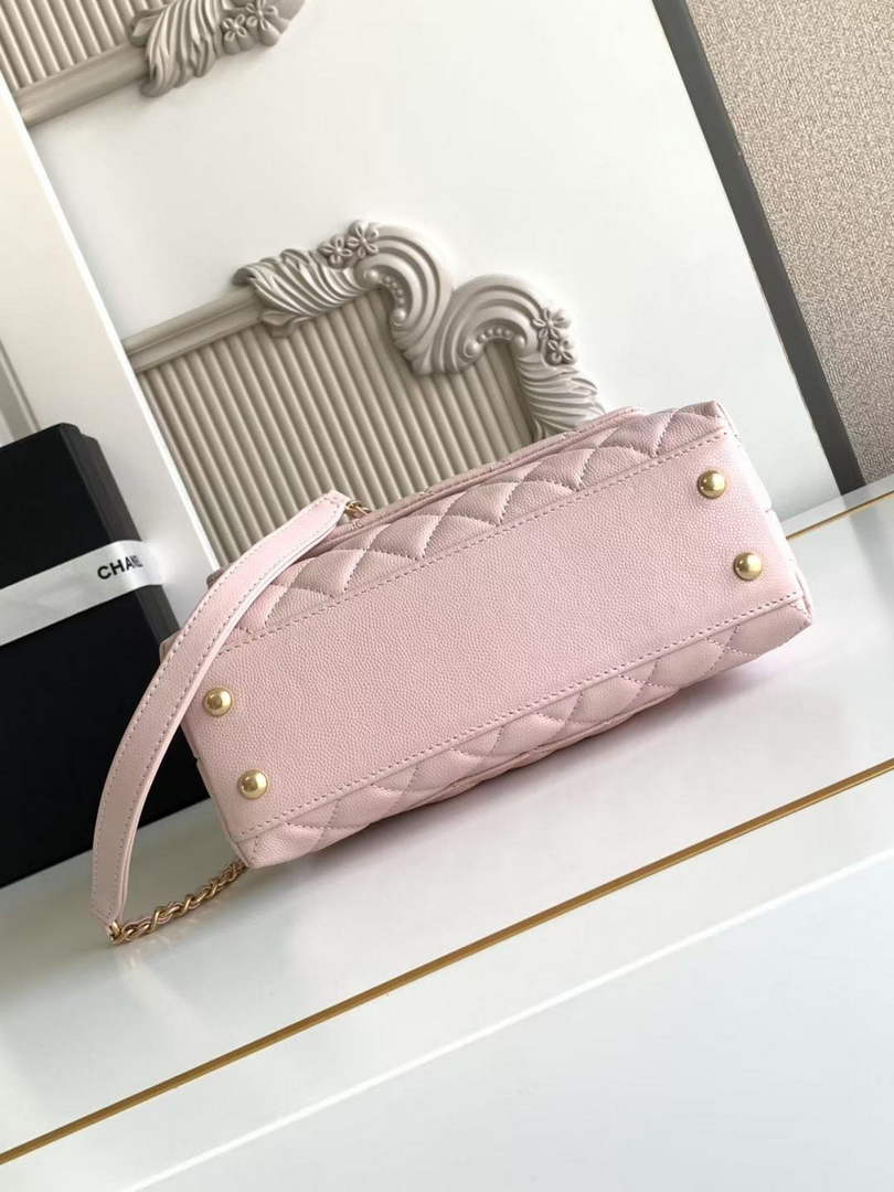 Chanel Flap bag with top handle A92990, Pink calfskin