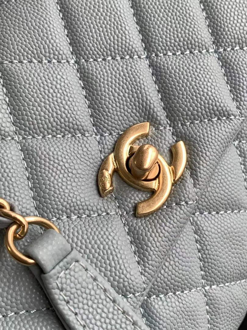 Chanel Flap bag with top handle A92990, Blue Red calfskin