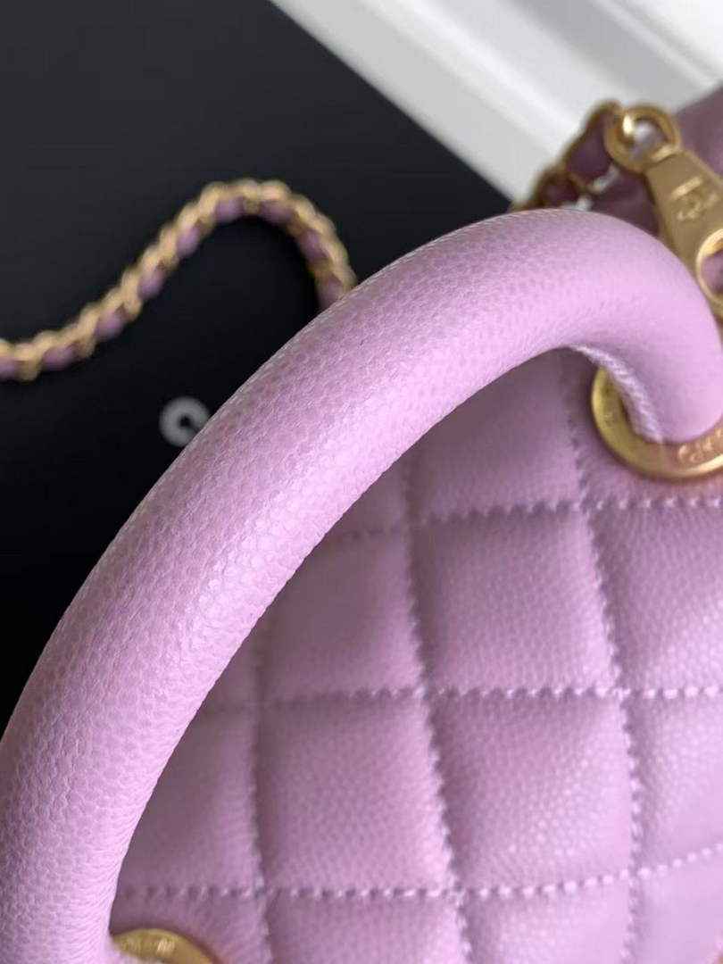 Chanel Flap bag with top handle A92990, Purple calfskin