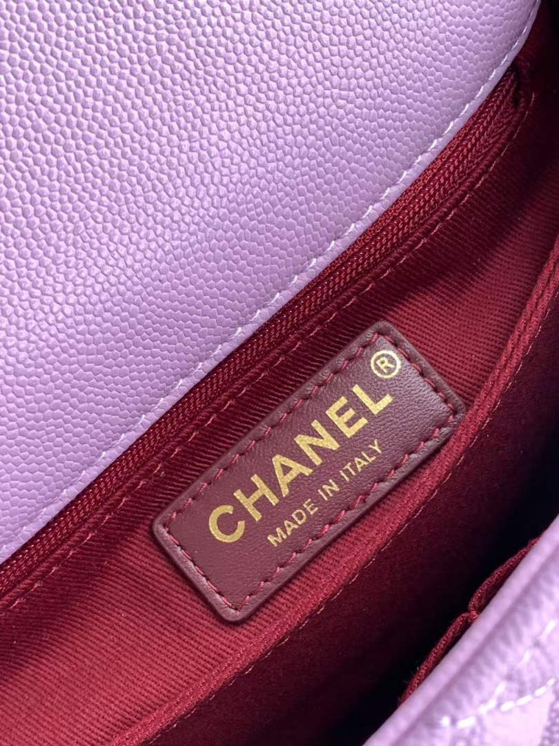 Chanel Flap bag with top handle A92990, Purple calfskin