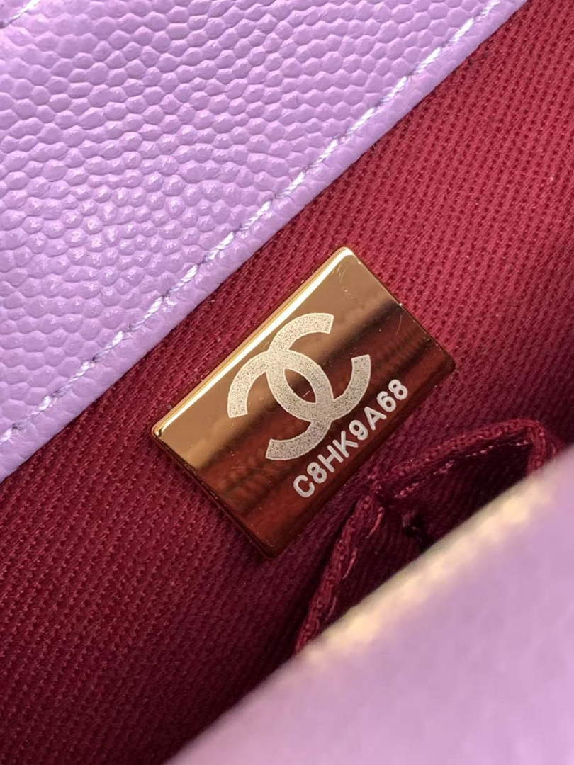 Chanel Flap bag with top handle A92990, Purple calfskin