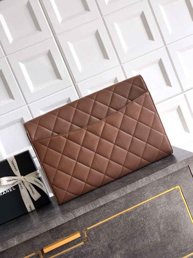 Chanel Large clutch,  Shiny crumpled calfskin, AP4944 brown - Default Title - View 2