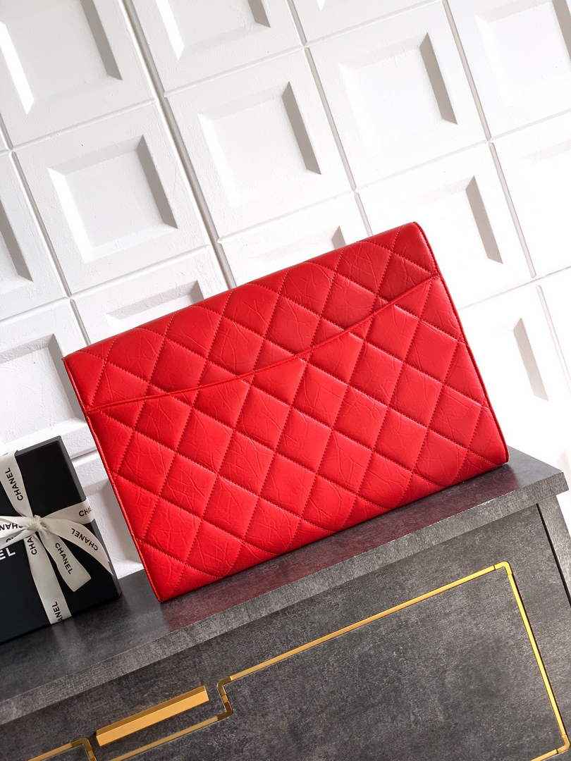 Chanel Large clutch,  Shiny crumpled calfskin, AP4944 red - Default Title - View 3